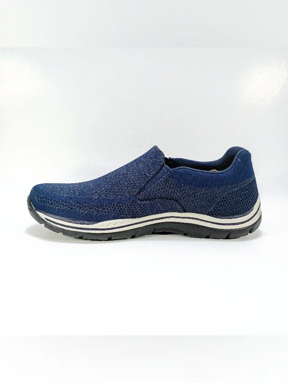 Skechers Expected Gomel Mens 9 Navy Blue Relaxed Fit Memory Foam Slip On Loafers
